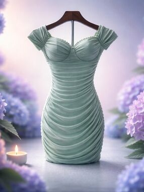 Windsor Sage Green Ruched Off-Shoulder Bodycon Dress Sz  XS  New With Tags